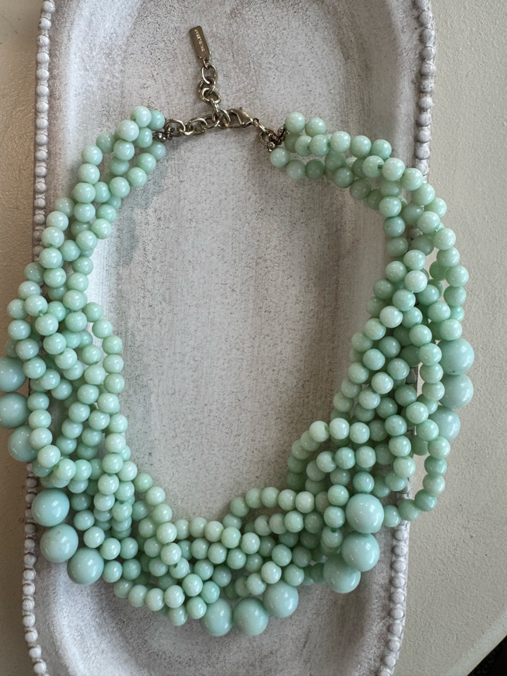 BaubleBar Mint Green Multi-Strand Beaded Statement Necklace